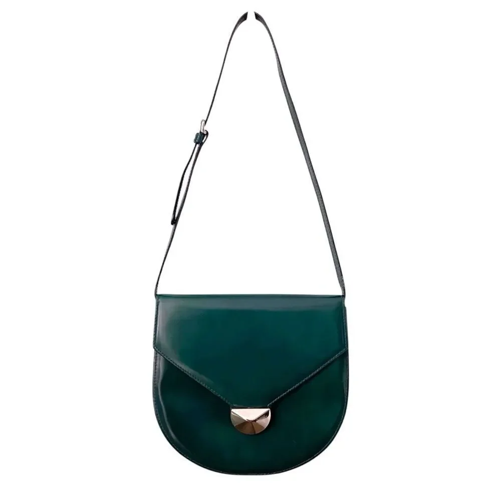 Desmo Made in Italy Elegant Green Leather Shoulder Bag